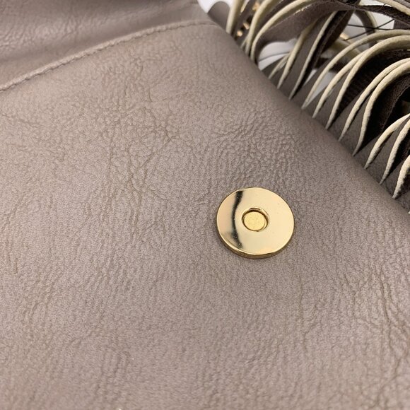 NWT BCBG Paris Taupe Fringe Foldover Crossbody Bag - Picture 11 of 15